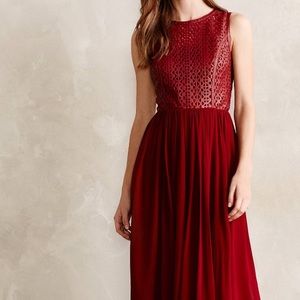 Anthropologie red leather dress - size 2P